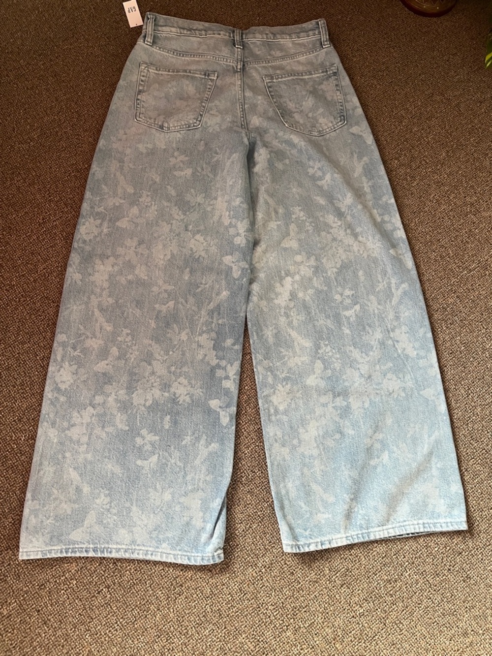GAP Light Blue Wide-Leg Floral-Pattern Jeans - Picture 4 of 12
